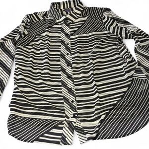 Roaman's Monochrome Striped Collared Shirt